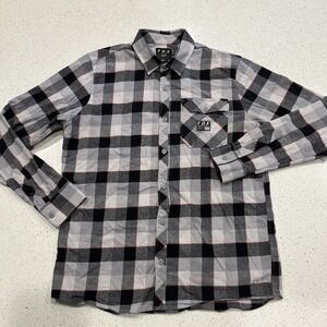 Fox Racing Long Sleeve Flannel Grey Black Red Plaid Size Large